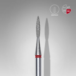 Diamond nail drill bit pointed flame red EXPERT head diameter 1,6 mm / working part 8 mm