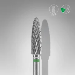 STALEKS EXPERT Carbide nail drill bit corn green, head diameter 4 mm, working part 14 mm