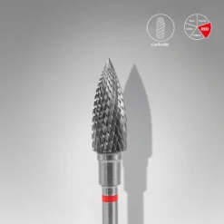 Staleks Carbide nail drill bit flame red, head diameter 5 mm, working part 13,5 mm
