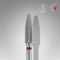 Staleks Carbide nail drill bit corn red EXPERT head diameter 4 mm / working part 14 mm