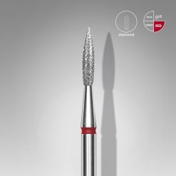 Diamond nail drill bit pointed flame red EXPERT head diameter 2,3 mm / working part 8 mm